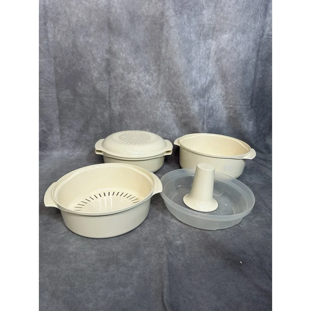 Vintage Tupperware 5pc Microwave Stack Cooker Steamer Bowl 3 Qt includes Lid